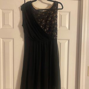 Chiffon and lace black dress